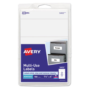 Avery® Removable Multi-use Labels, Inkjet-laser Printers, 1.5 X 4, White, 3-sheet, 50 Sheets-pack, (5452) freeshipping - TVN Wholesale
